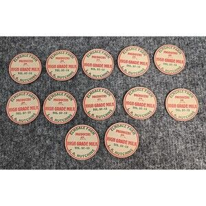 12 Advertising Cardboard Milk Caps Elmdale Farm Kennebunkport Maine 30s 40s 50s
